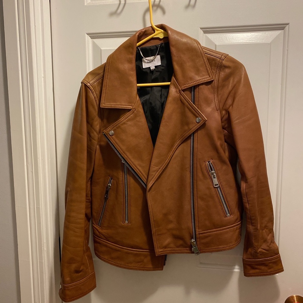 Reiss brown leather Moro jacket